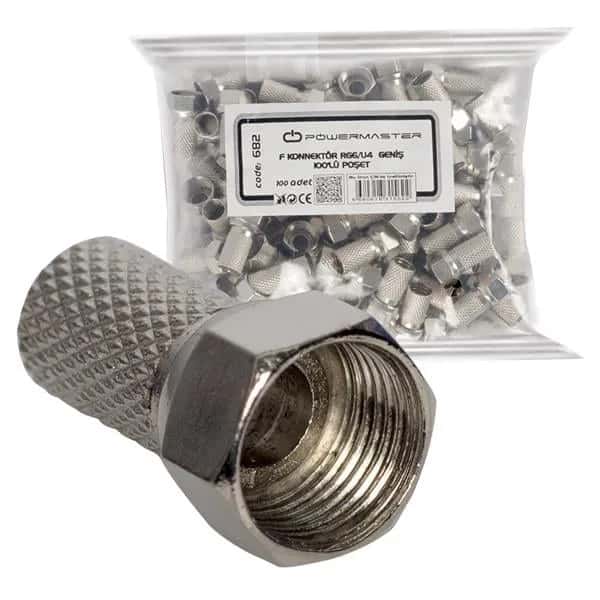 F Konnektör RG6-U4 Geniş 18 Mm (100 Adet) - Seyyar Elektronik