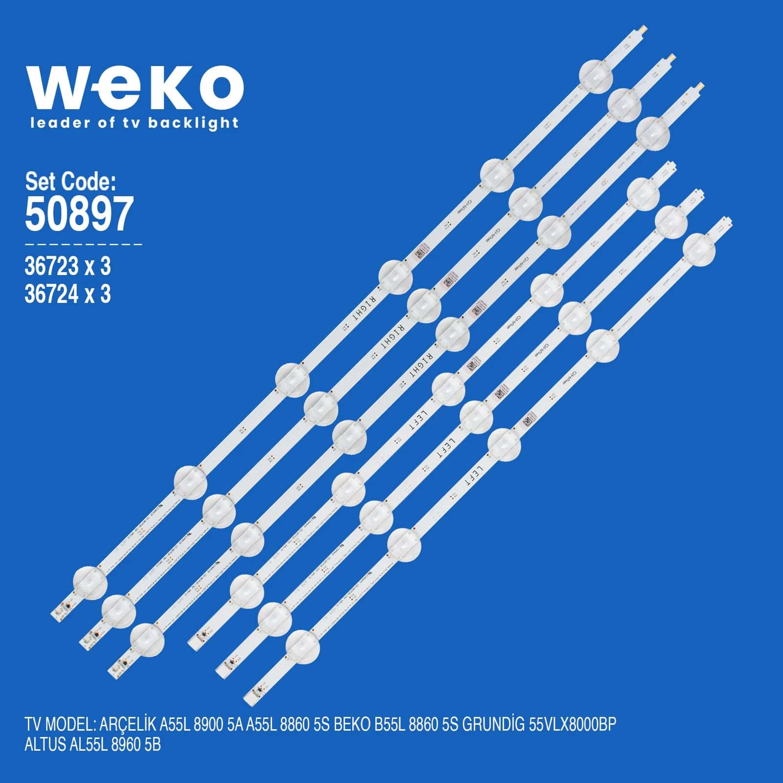 Grundig 55 GCU 7855 AP 55'' inç 6 Adet Tv Led Bar - Seyyar Elektronik