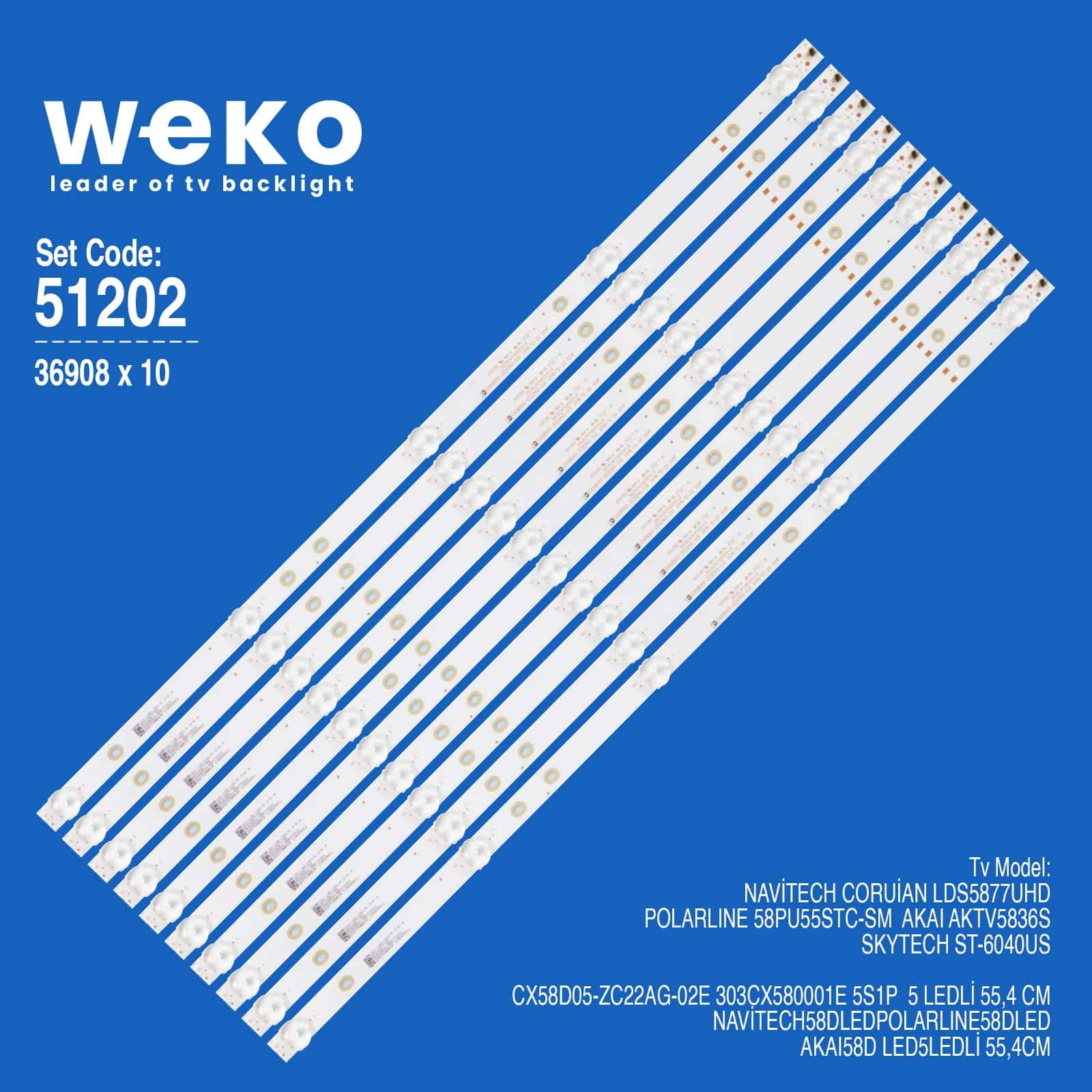 Navitech Coruian LDS5877UHD 58'' 10 Adet Tv Led Bar - Seyyar Elektronik