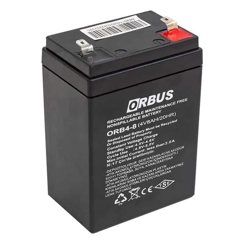 Orbus 4 Volt 8 Amper Kuru Tip Akü ORB4-8 (68*45*95 Mm) - Seyyar Elektronik