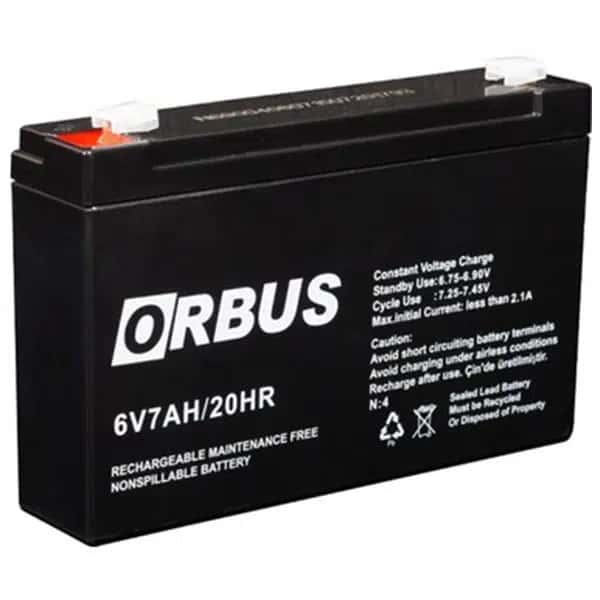Orbus  6 Volt 7 Amper Kuru Akü (150 * 30 * 94 Mm) - Seyyar Elektronik