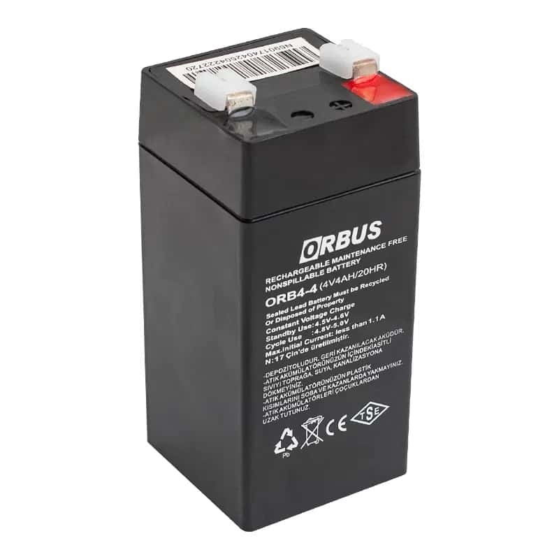 Orbus ORB4-4 4 Volt 4 Amper Dik Akü (45x45x100 Mm) - Seyyar Elektronik