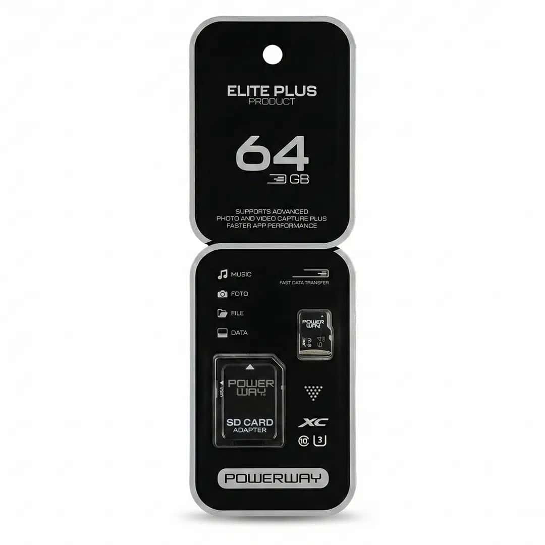 Powerway Elite Plus 64 GB Micro SD Hafıza Kartı - Seyyar Elektronik