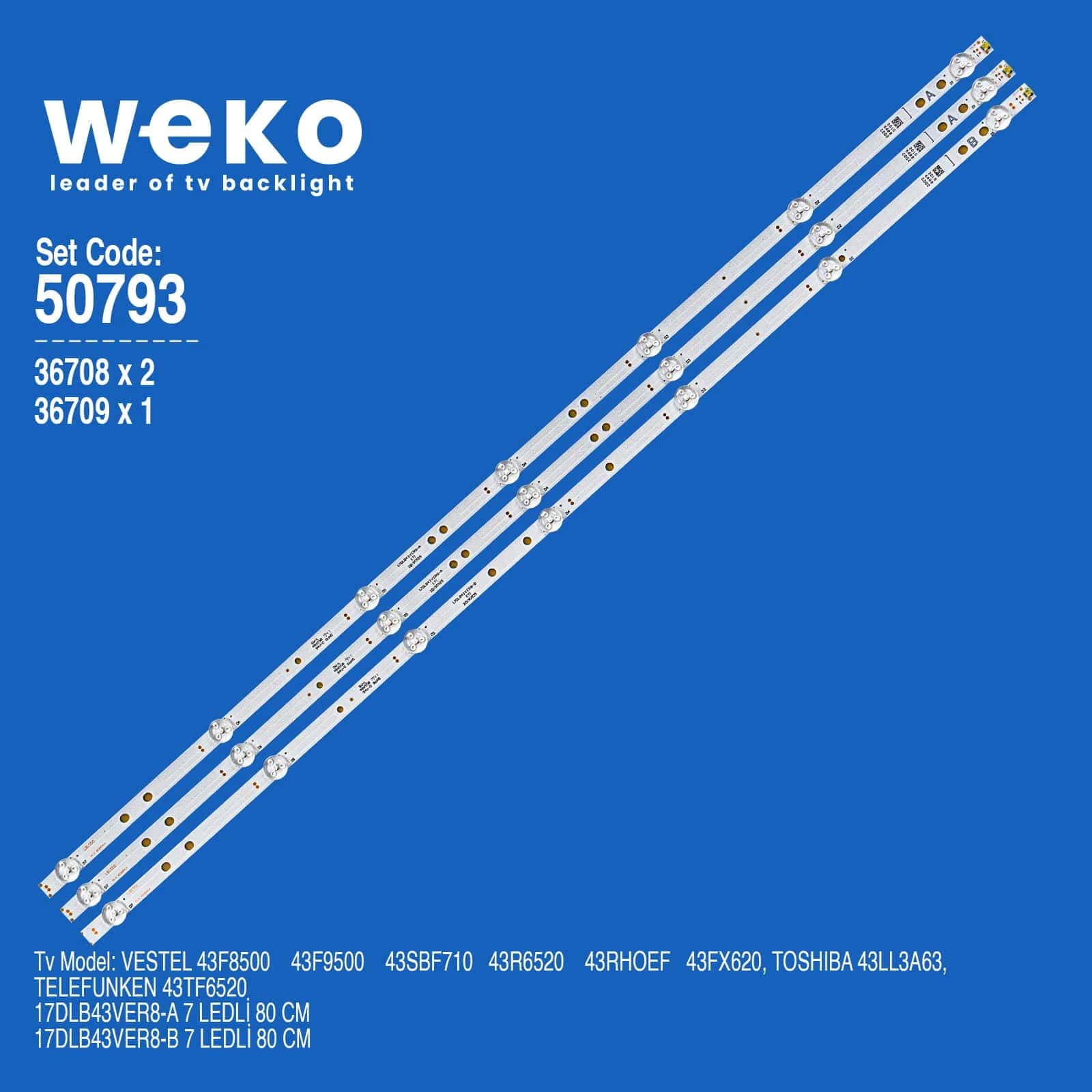 Telefunken 43TF6520 43'' inç 3 Adet Tv Led Bar - Seyyar Elektronik