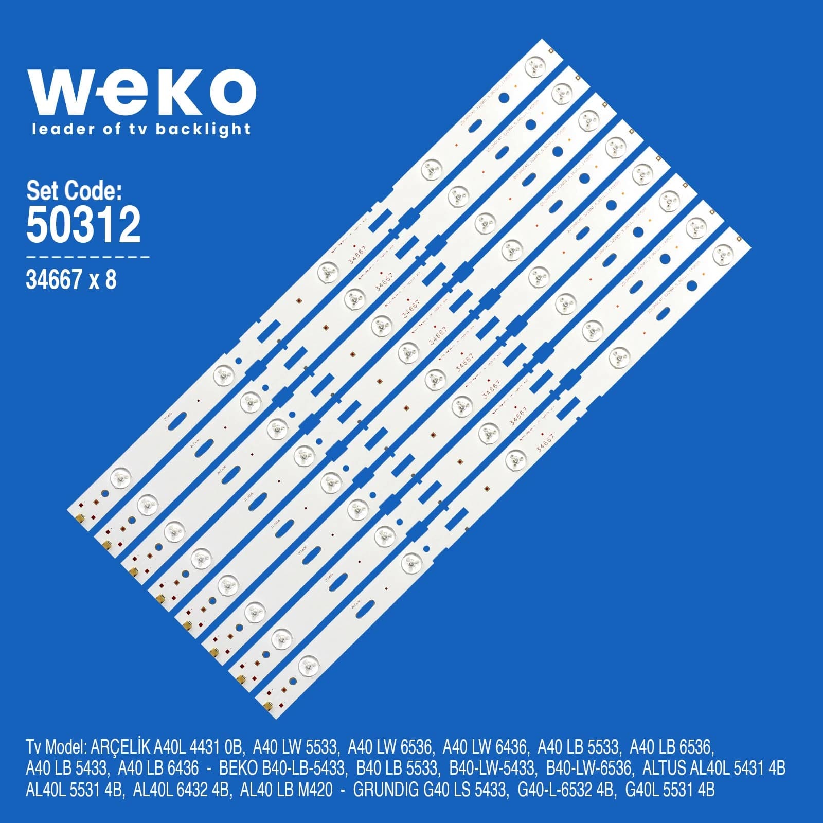 Altus AL40L 5531 4B 40'' inç 8 Adet Tv Led Bar - küçük görsel 1