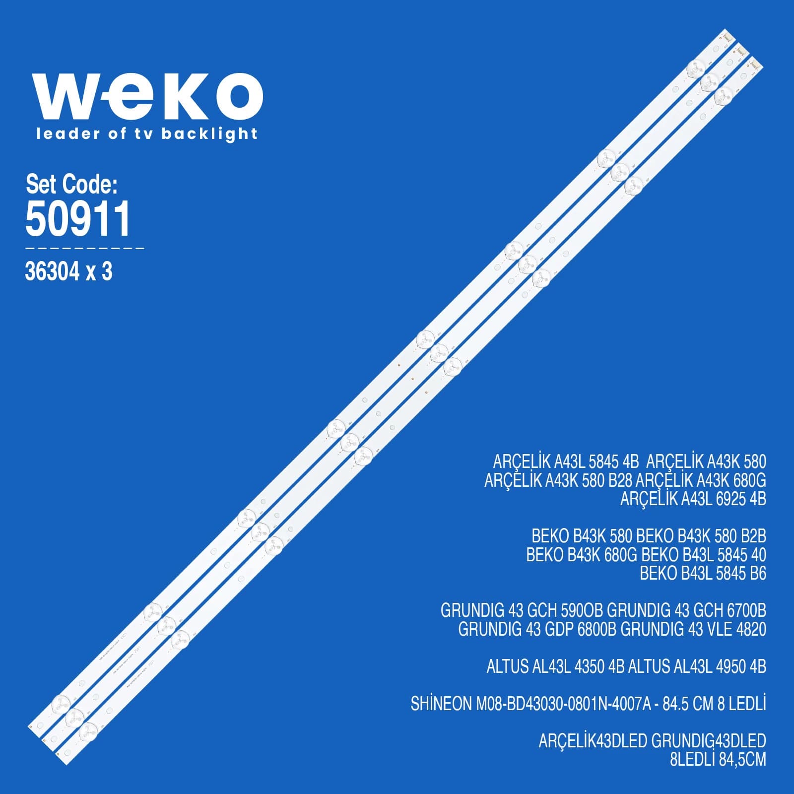 Altus AL43L 4350 4B 43'' inç 3 Adet Tv Led Bar - Seyyar Elektronik