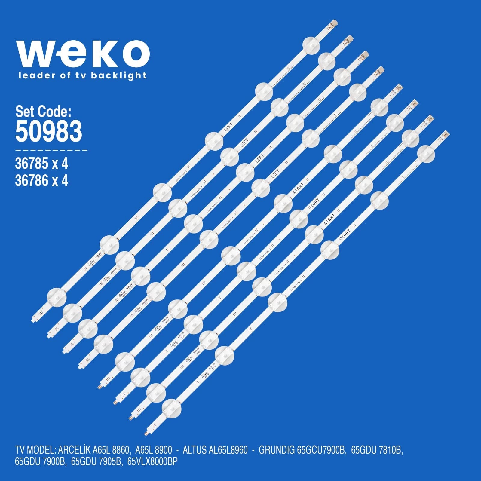 Arçelik A65L 8860 65'' inç 8 Adet Tv Led Bar - Seyyar Elektronik