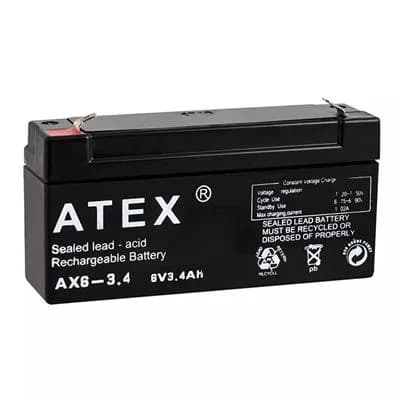 Atex 6 Volt - 3.4 Amper Yatık Akü - küçük görsel 4