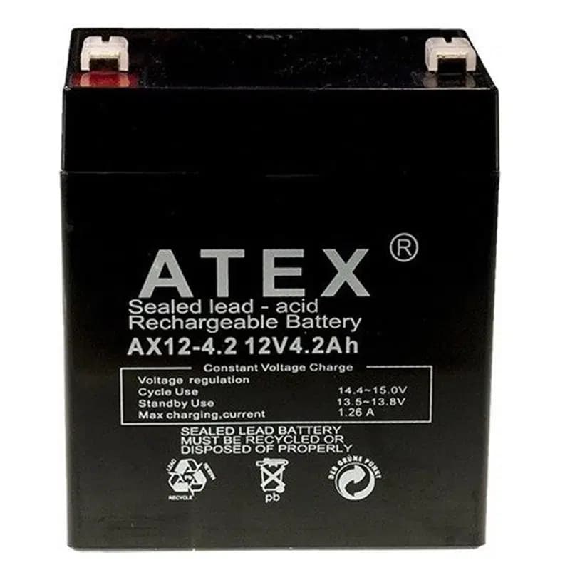 Atex AX12-4.2 12 Volt 4.2 Amper Kuru Akü (90x70x101 Mm) - Seyyar Elektronik
