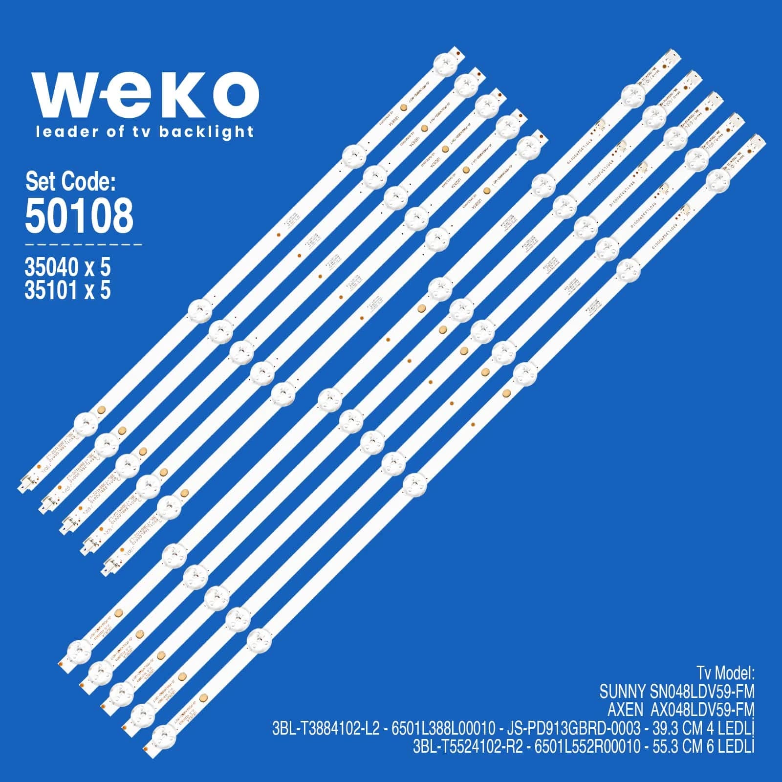 Axen AX048LDV59-Fm 48'' inç 10 Adet Tv Led Bar - Seyyar Elektronik