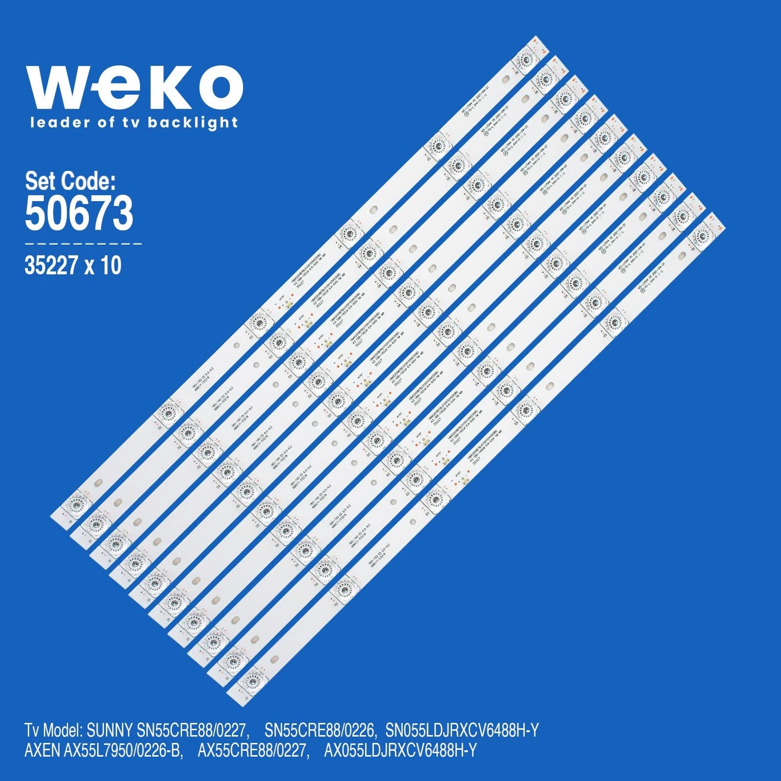 Axen AX055LDJRXCV6488H-Y 55'' inç 10 Adet Tv Led Bar - Seyyar Elektronik