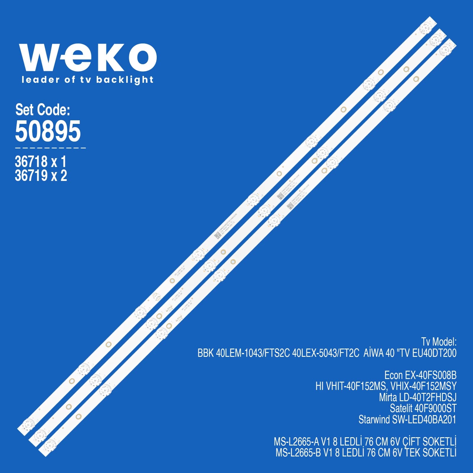 Bbk 40LEM-1043/FTS2C 40'' inç 3 Adet Tv Led Bar - küçük görsel 2