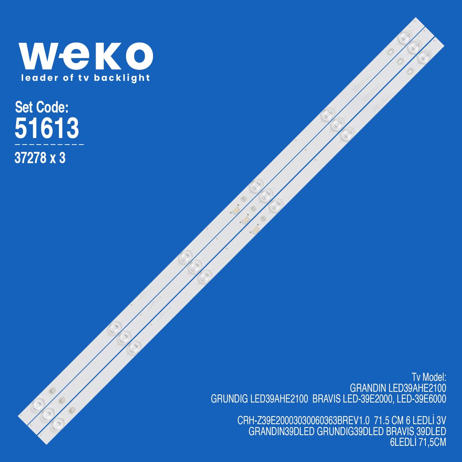 Bravis LED-39E2000, LED-39E6000 39'' 3 Adet Tv Led Bar - küçük görsel 1