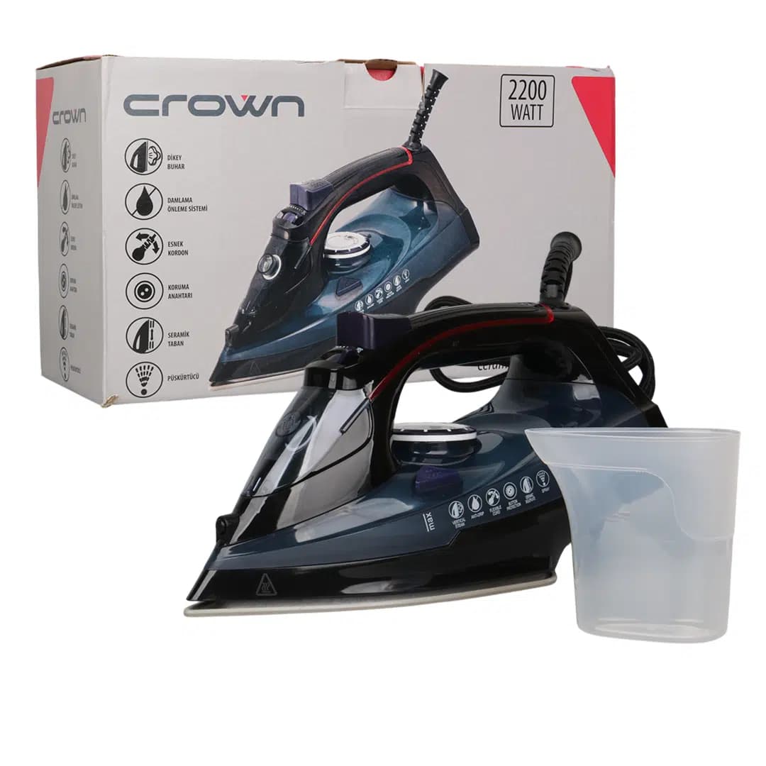 Crown CRW-7206 2200W Seramik Tabanlı Buharlı Ütü Mavi - küçük görsel 2
