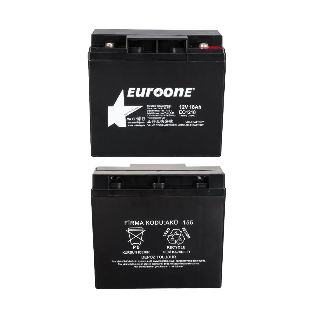 Euroone EO1218 12 Volt 18 Amper Bakımsız Kuru AGM Akü - küçük görsel 2