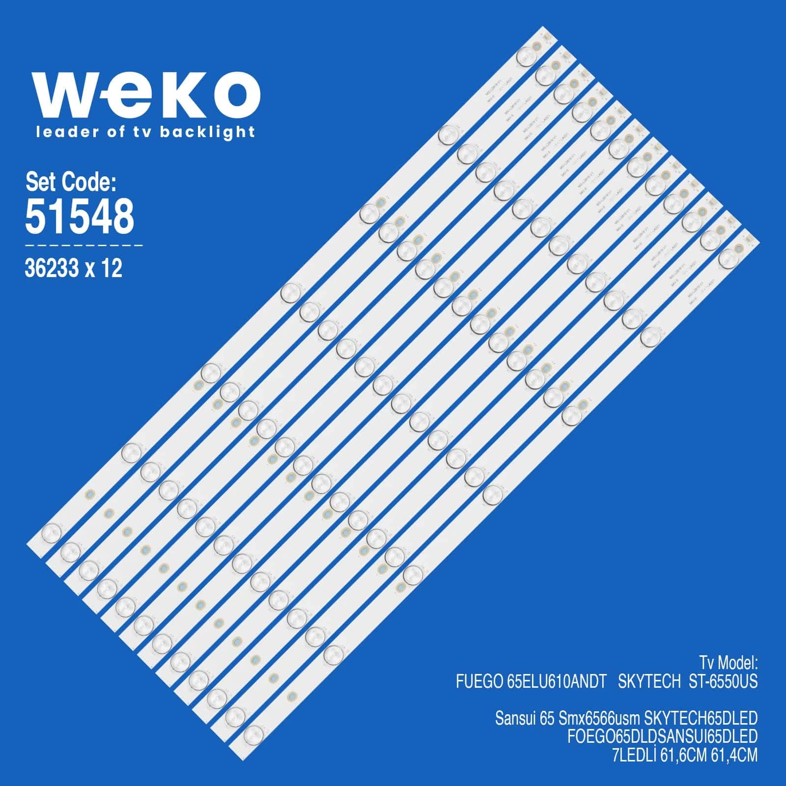 Fuego 65ELU610ANDT 65'' inç 12 Adet Tv Led Bar - Seyyar Elektronik