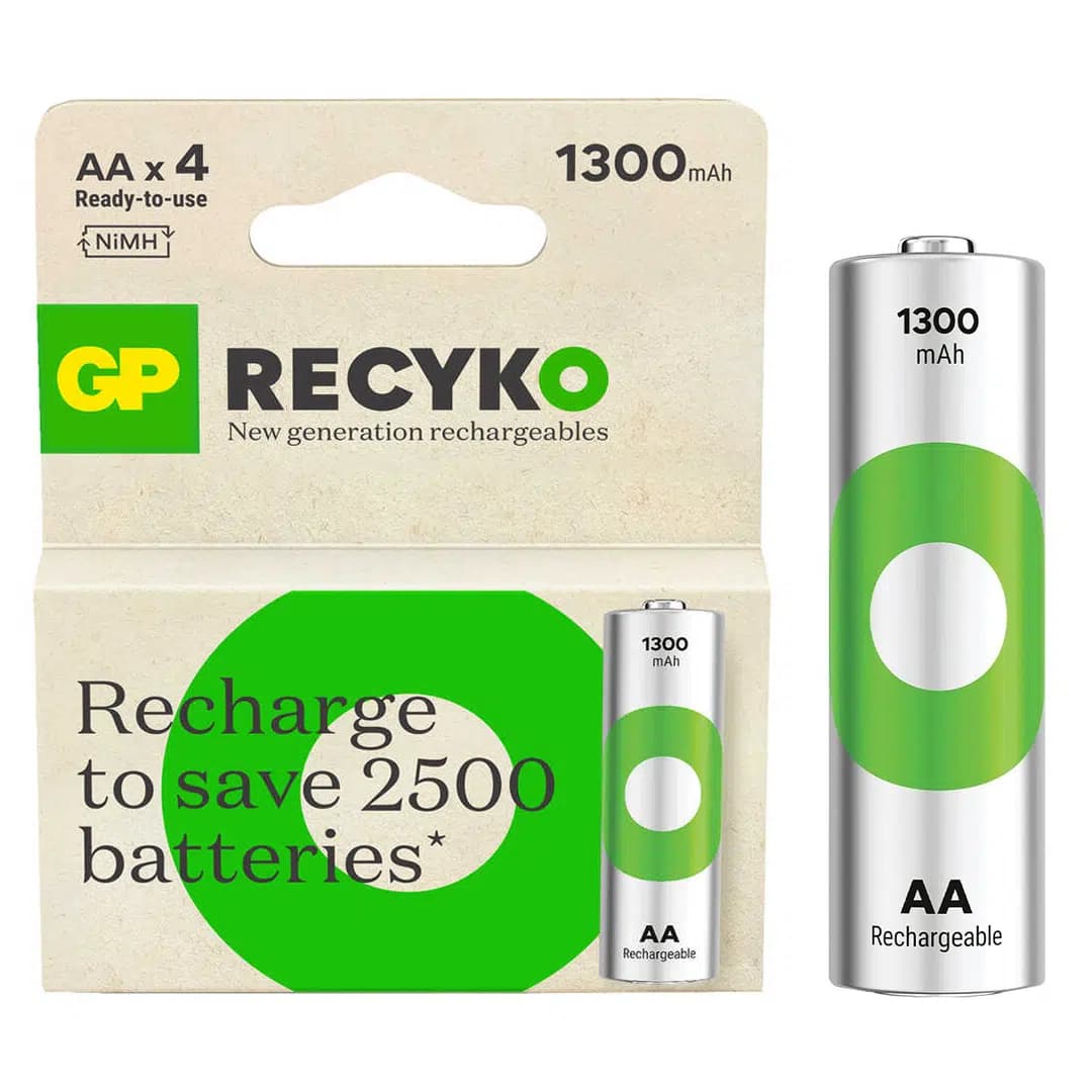 GP Recyko 1300mAh NI-MH R6 Şarjlı AA 4'lü Kalem Pil - Seyyar Elektronik