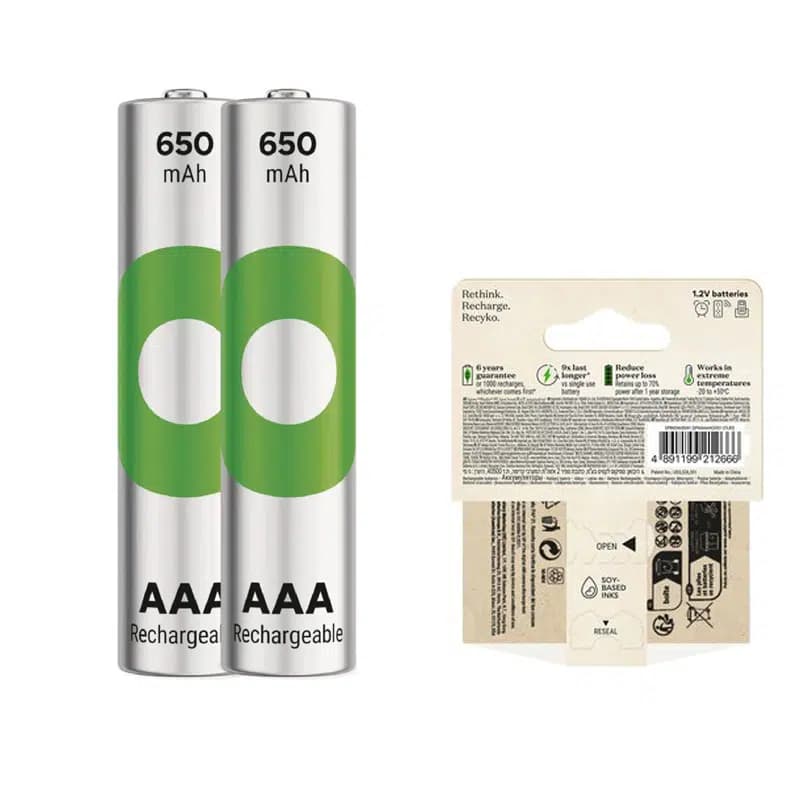 GP Recyko 650 Mah R03 AAA Şarjlı 2'li İnce Kalem Pil - küçük görsel 3