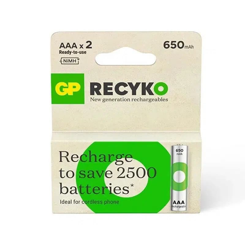 GP Recyko 650 Mah R03 AAA Şarjlı 2'li İnce Kalem Pil - küçük görsel 4