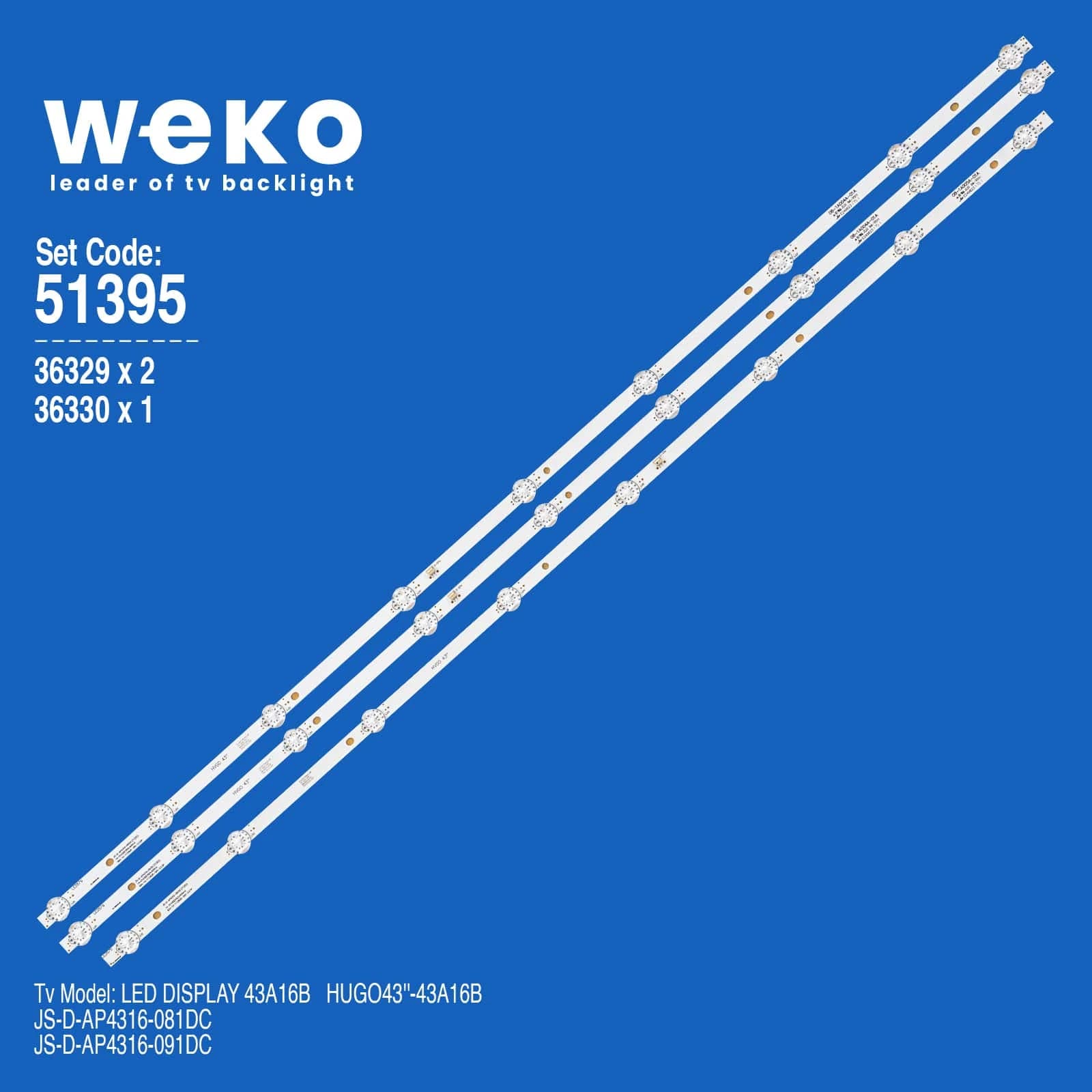 Hugo 43A16B 43'' 3 Adet Tv Led Bar - küçük görsel 1