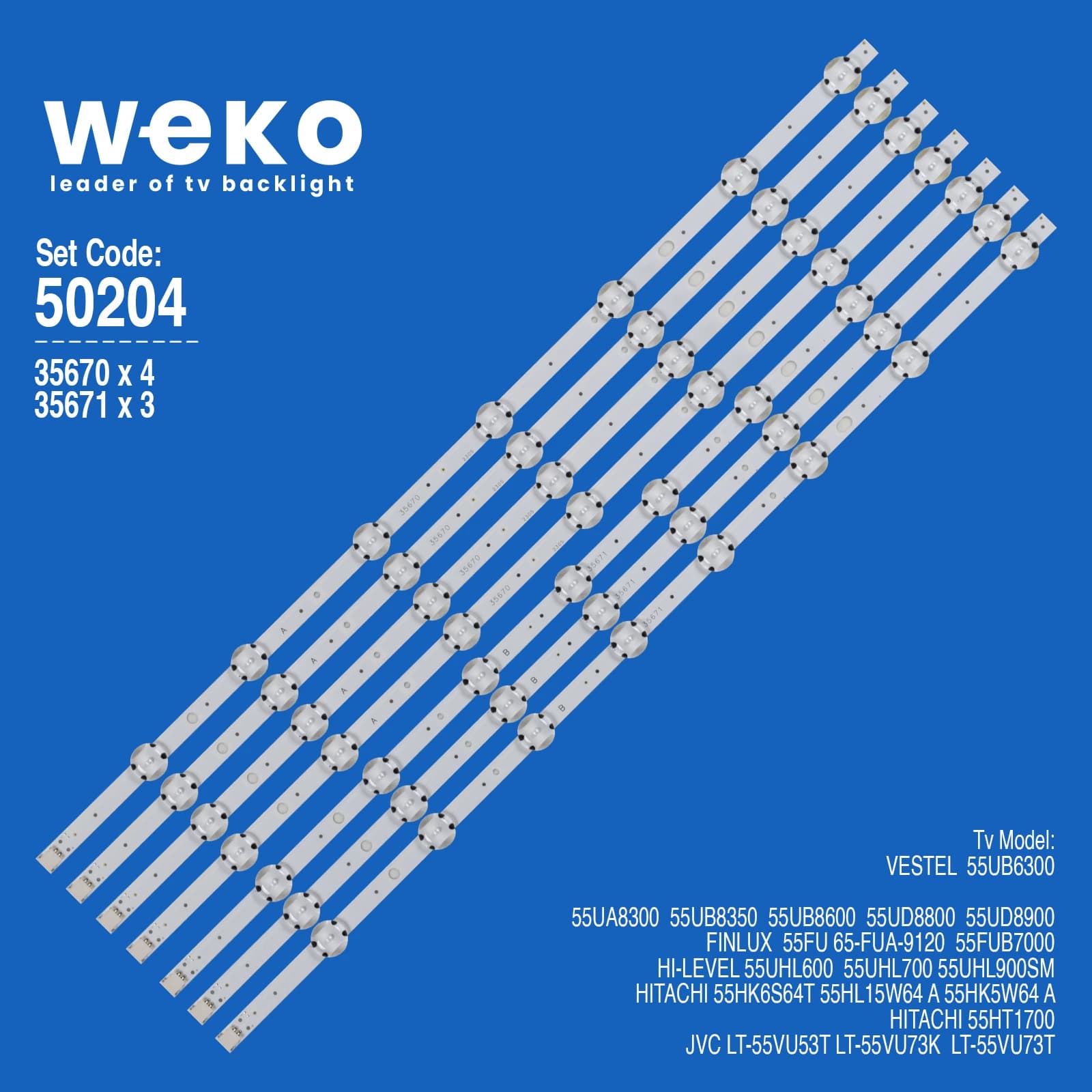 Jvc LT-55VU53T 55'' inç 7 Adet Tv Led Bar (Seri 3) - küçük görsel 1