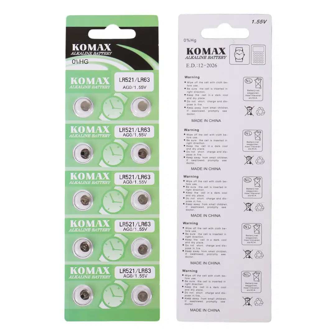 Komax AG-0 Alkalin LR521/379 Düğme Pil 10'lu Paket - Seyyar Elektronik