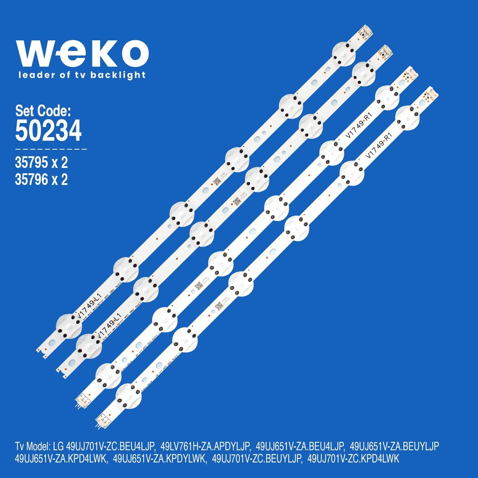 Lg 49UJ701V-Zc Beu4ljp 49'' inç 4 Adet Tv Led Bar - küçük görsel 1