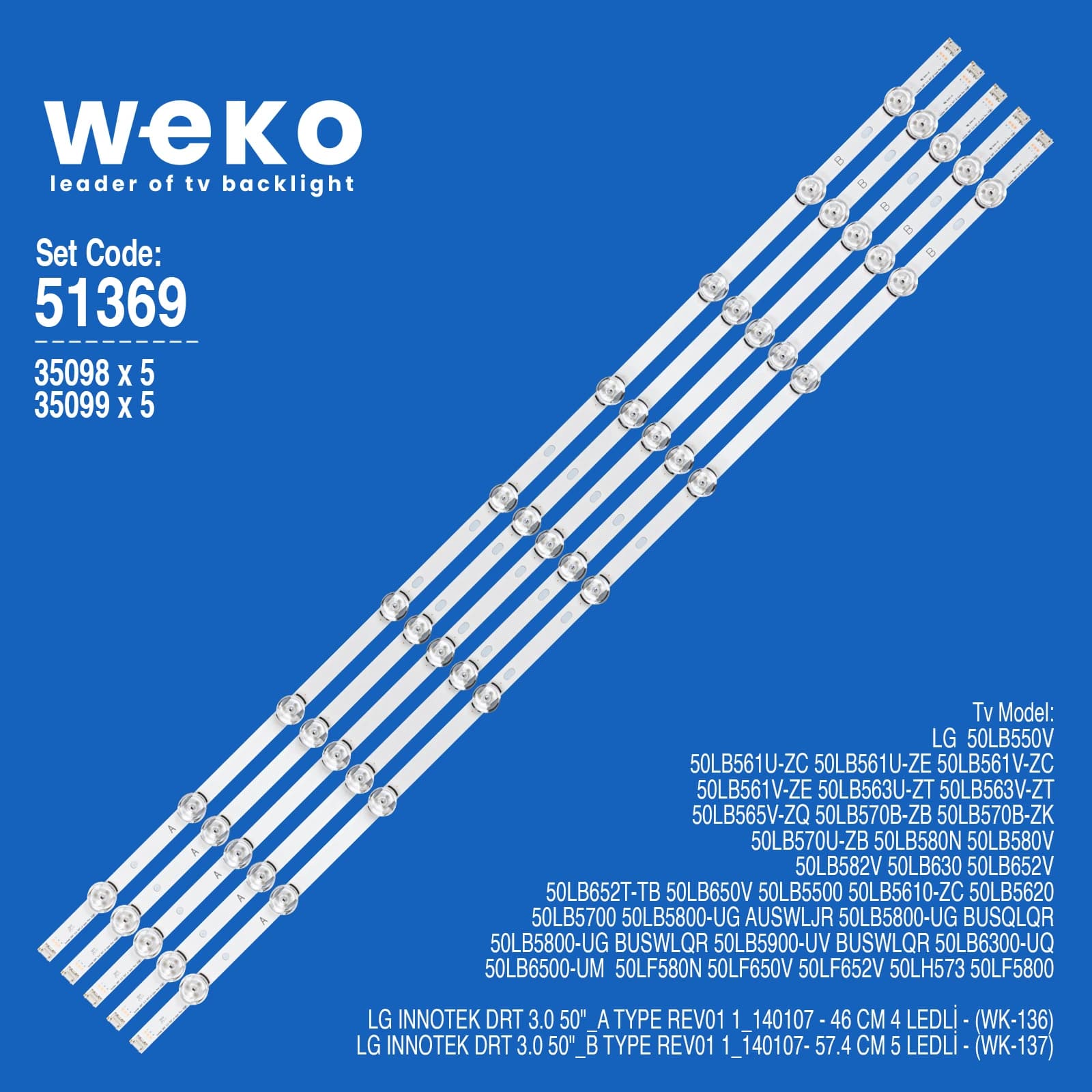 LG 50LF650V 50'' 5 Adet Tv Led Bar - Seyyar Elektronik