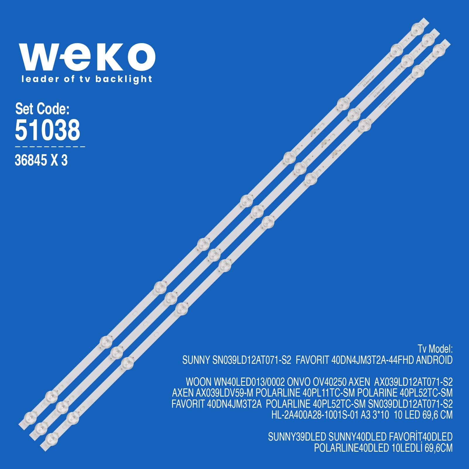 Onvo OV40250 40 '' 3 Adet Tv Led Bar - Seyyar Elektronik