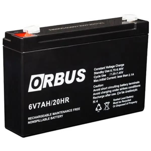 Orbus  6 Volt 7 Amper Kuru Akü (150 * 30 * 94 Mm) - Seyyar Elektronik