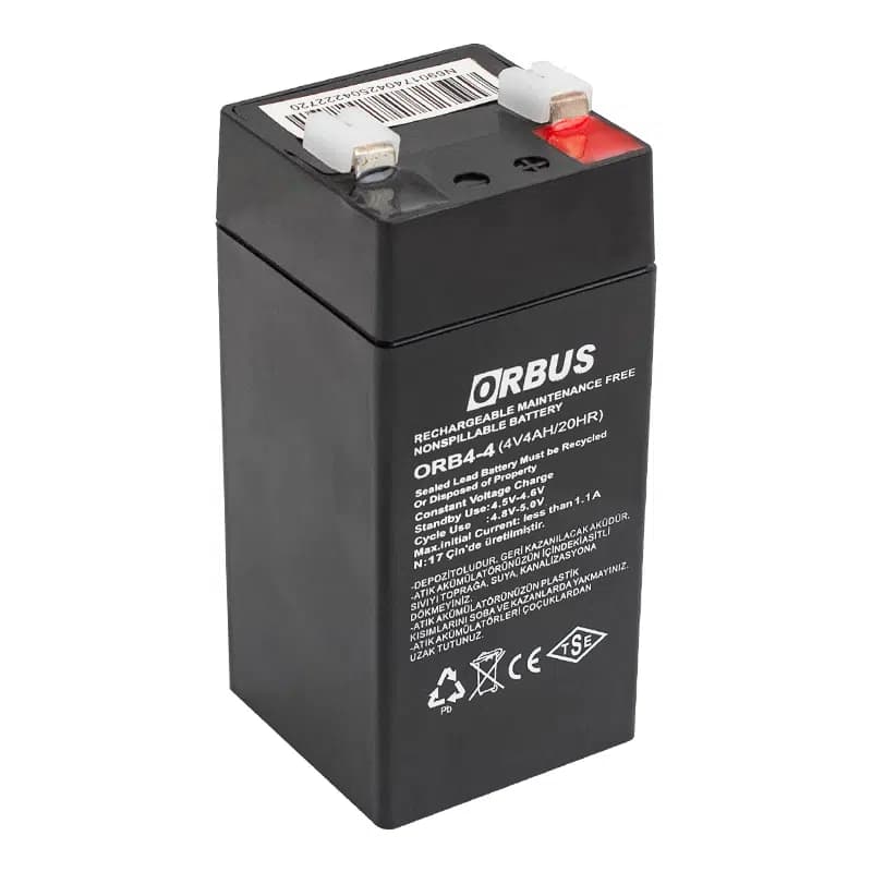 Orbus ORB4-4 4 Volt 4 Amper Dik Akü (45x45x100 Mm) - Seyyar Elektronik