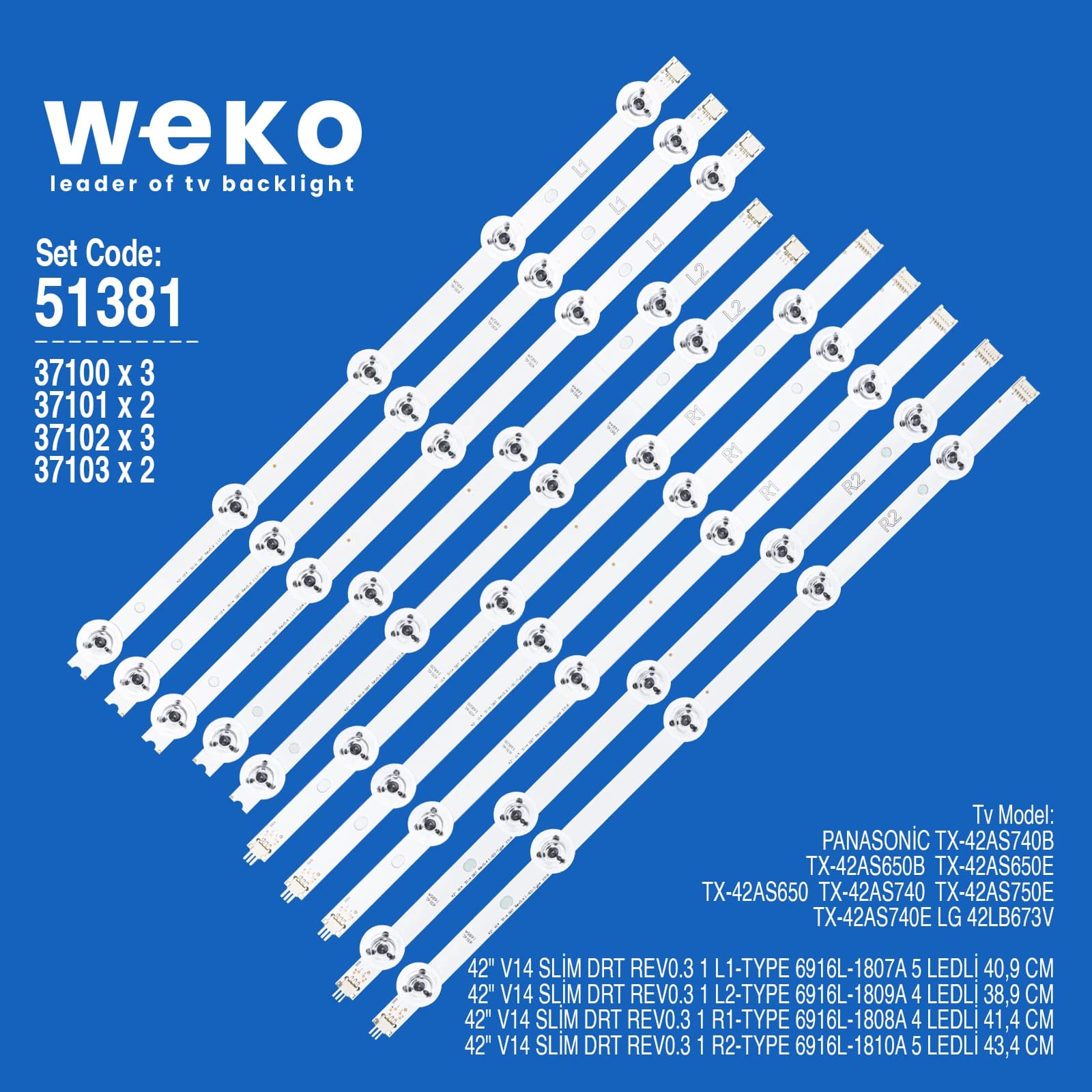 Panasonic TX-42AS740 42'' 10 Adet Tv Led Bar - küçük görsel 1