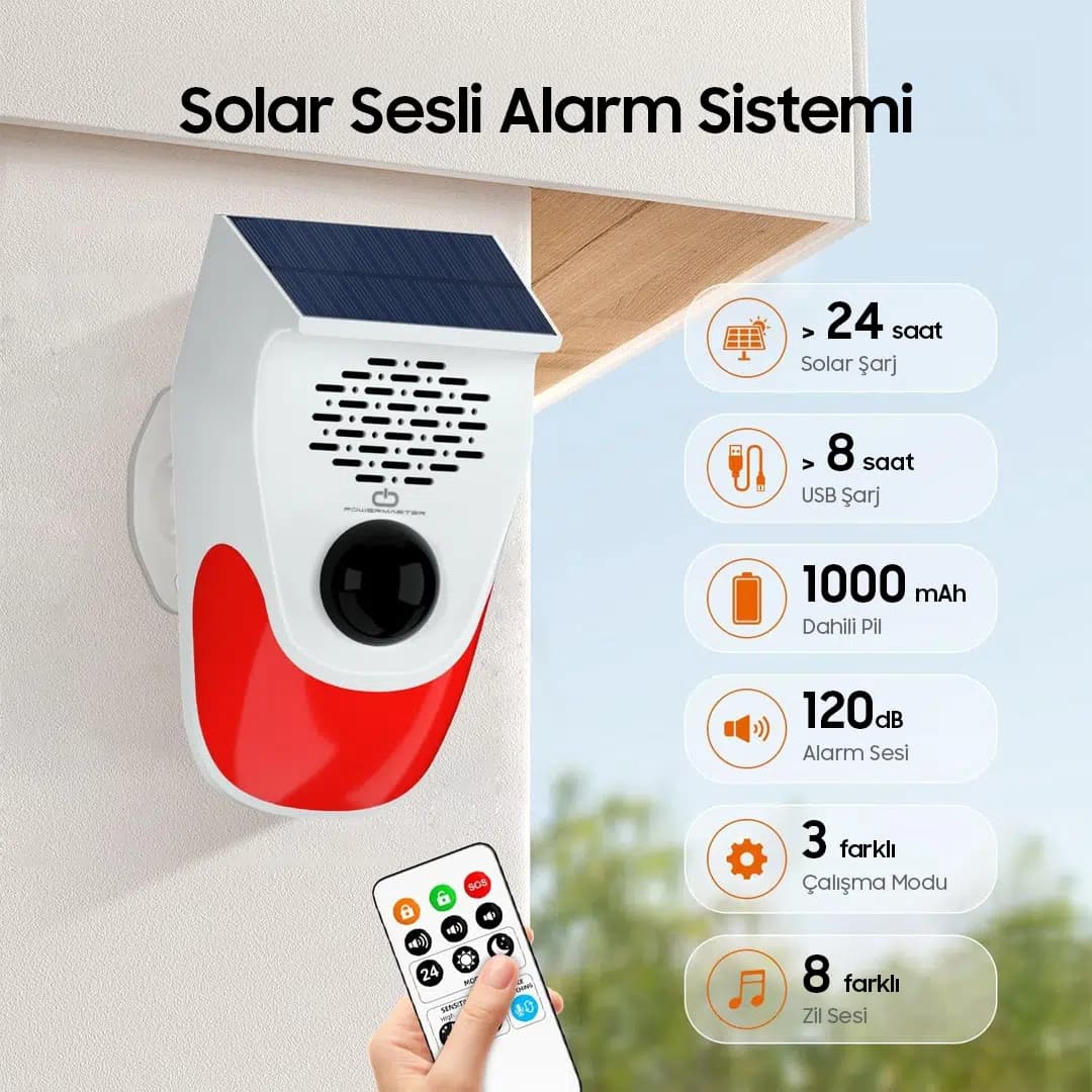 PowerMaster PM-26240 Solar Sesli Işıklı Alarm Sistemi - küçük görsel 2