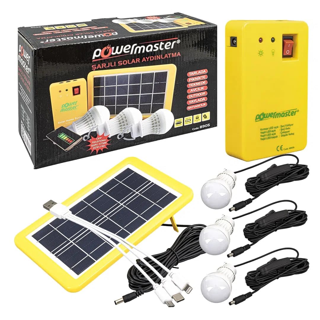 Powermaster Solar Aydınlatma Seti Çok Uçlu 3 Ampullü - küçük görsel 2