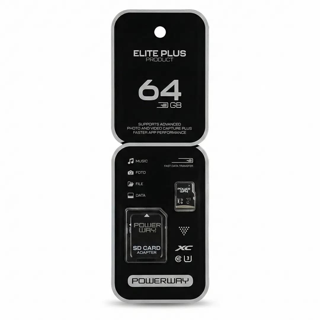 Powerway Elite Plus 64 GB Micro SD Hafıza Kartı - Seyyar Elektronik