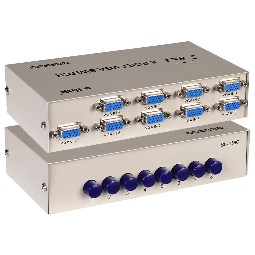 S-Link SL-158C 8x1 Port VGA Switch (8 Giriş - 1 Çıkış) - Seyyar Elektronik