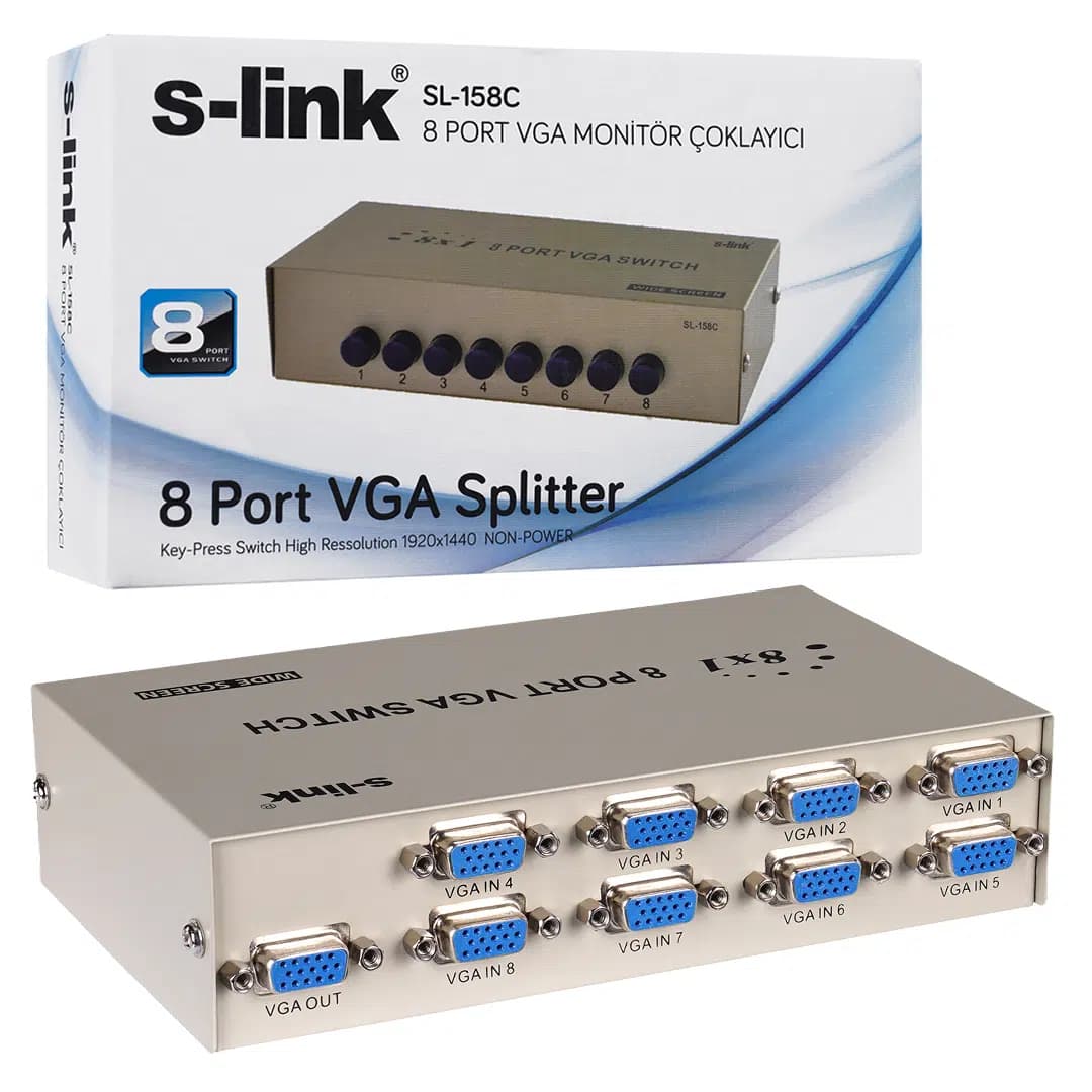 S-Link SL-158C 8x1 Port VGA Switch (8 Giriş - 1 Çıkış) - küçük görsel 2
