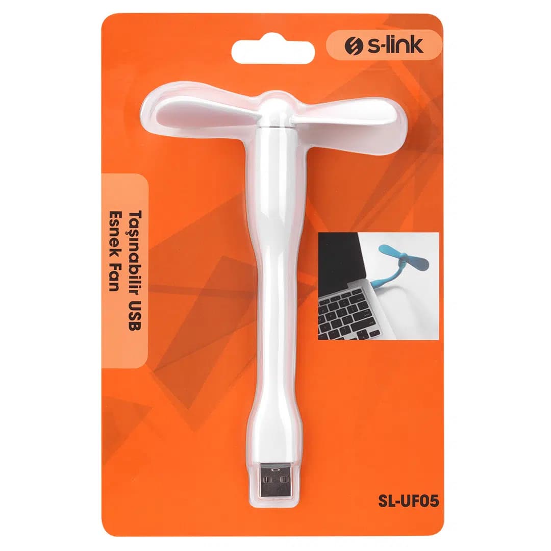 S-Link SL-UF05 Taşınabilir Esnek Beyaz USB Mini Fan - küçük görsel 3