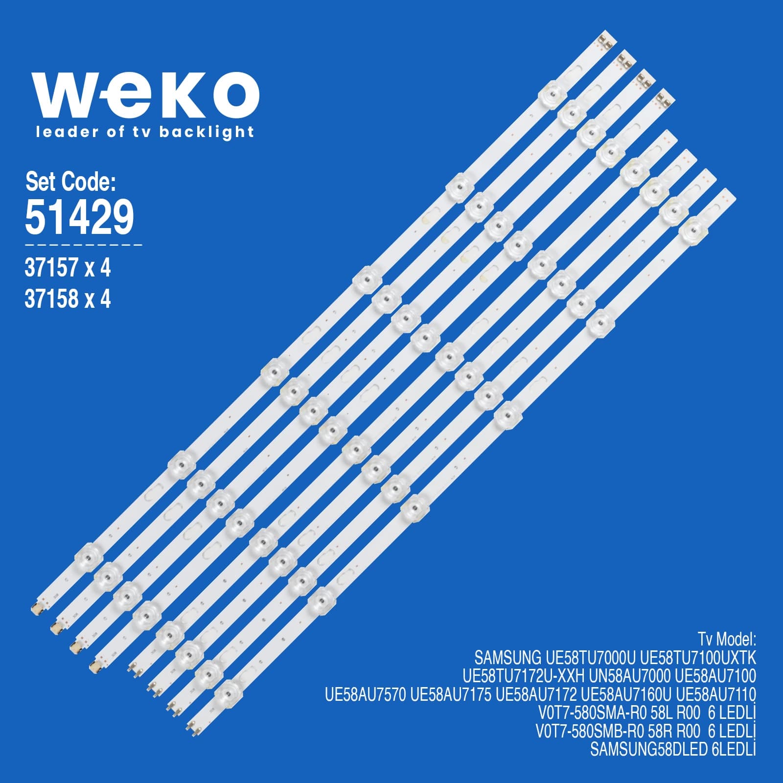 Samsung UE58AU7175 58'' 8 Adet Tv Led Bar - Seyyar Elektronik