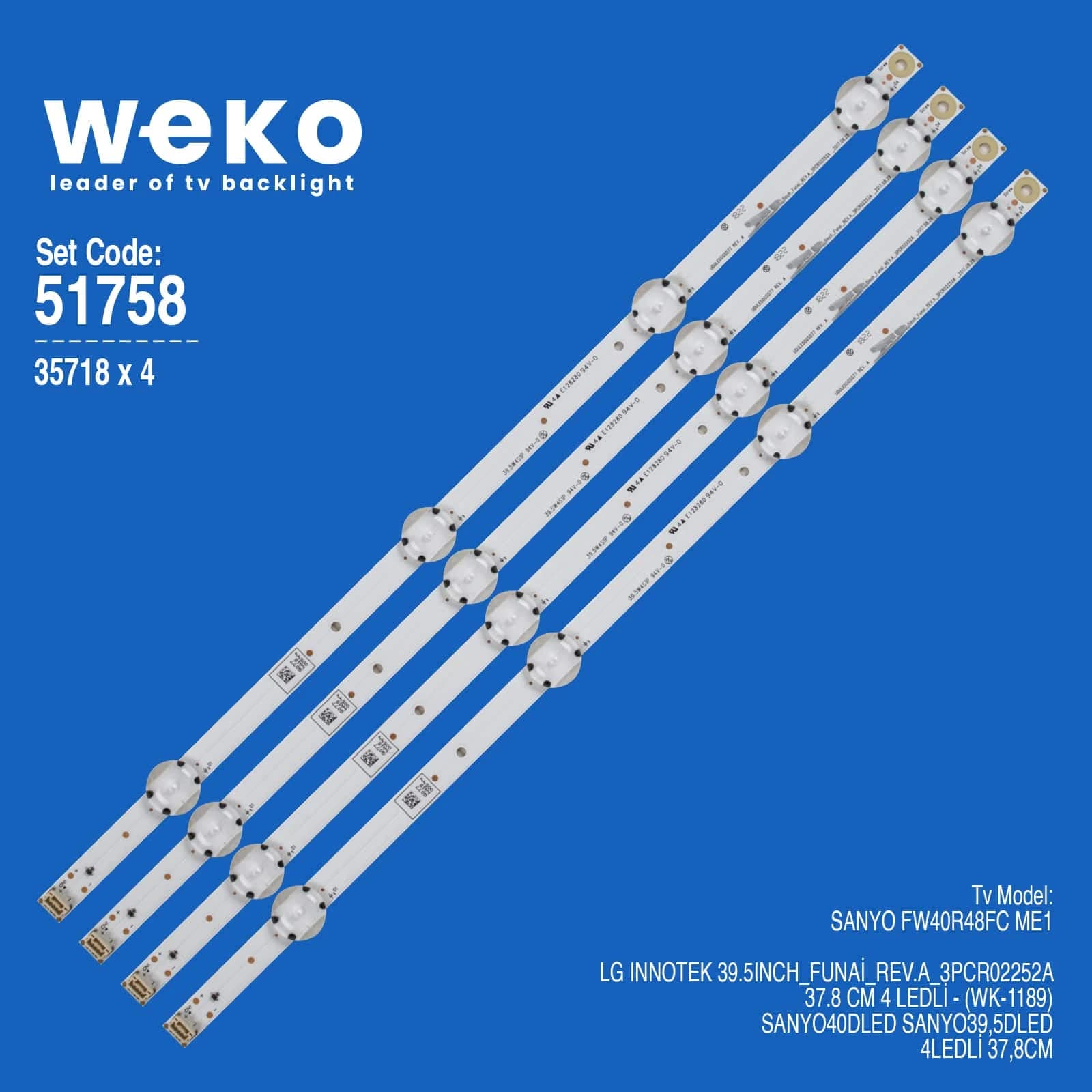 Sanyo FW40R48FC ME1 40'' 4 Adet Tv Led Bar - Seyyar Elektronik