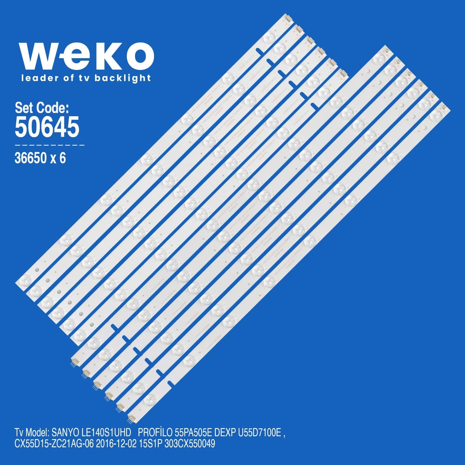 Sanyo LE140S1UHD 55'' inç 6 Adet Tv Led Bar - küçük görsel 1