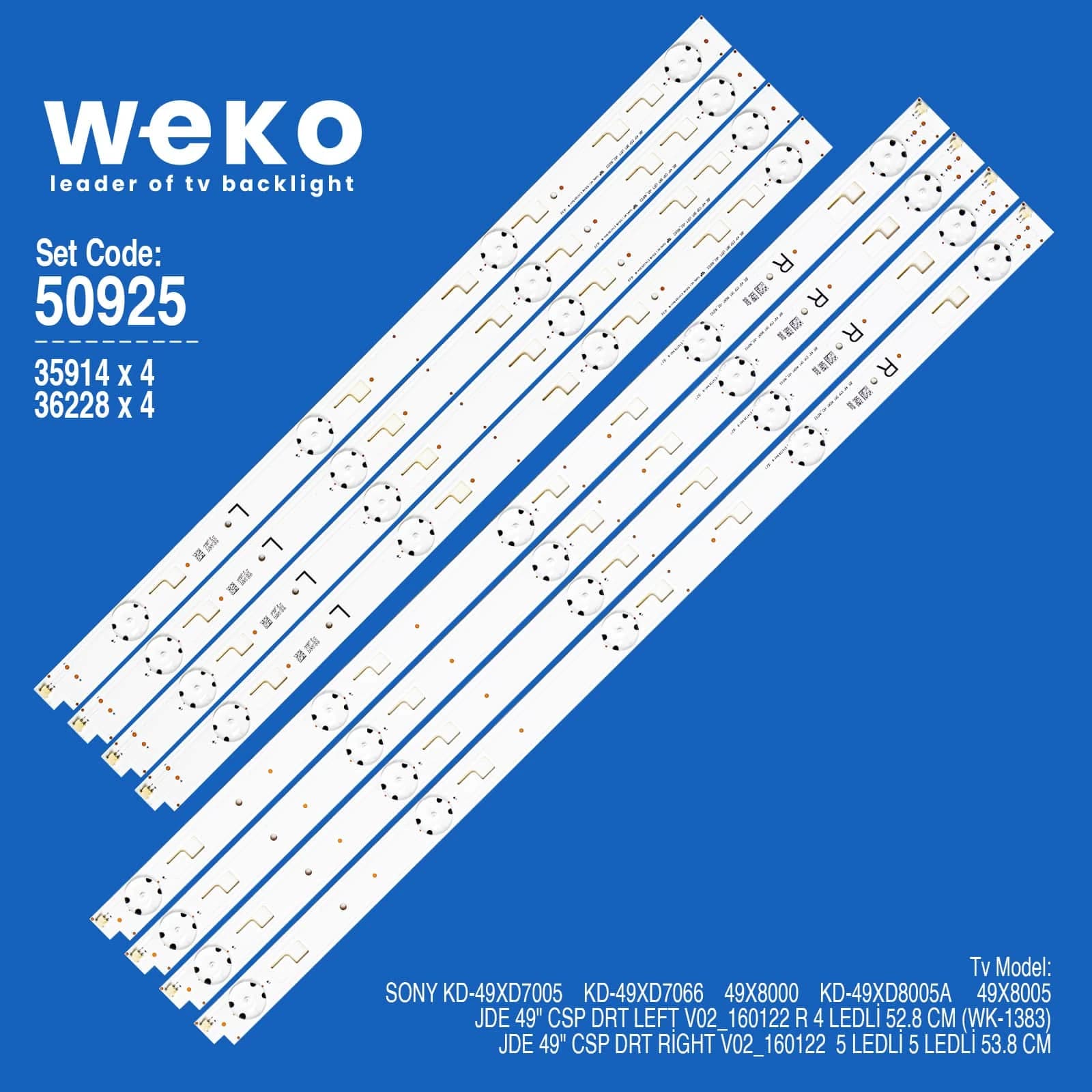 Sony KD-49XD7005 49'' inç 8 Adet Tv Led Bar - Seyyar Elektronik