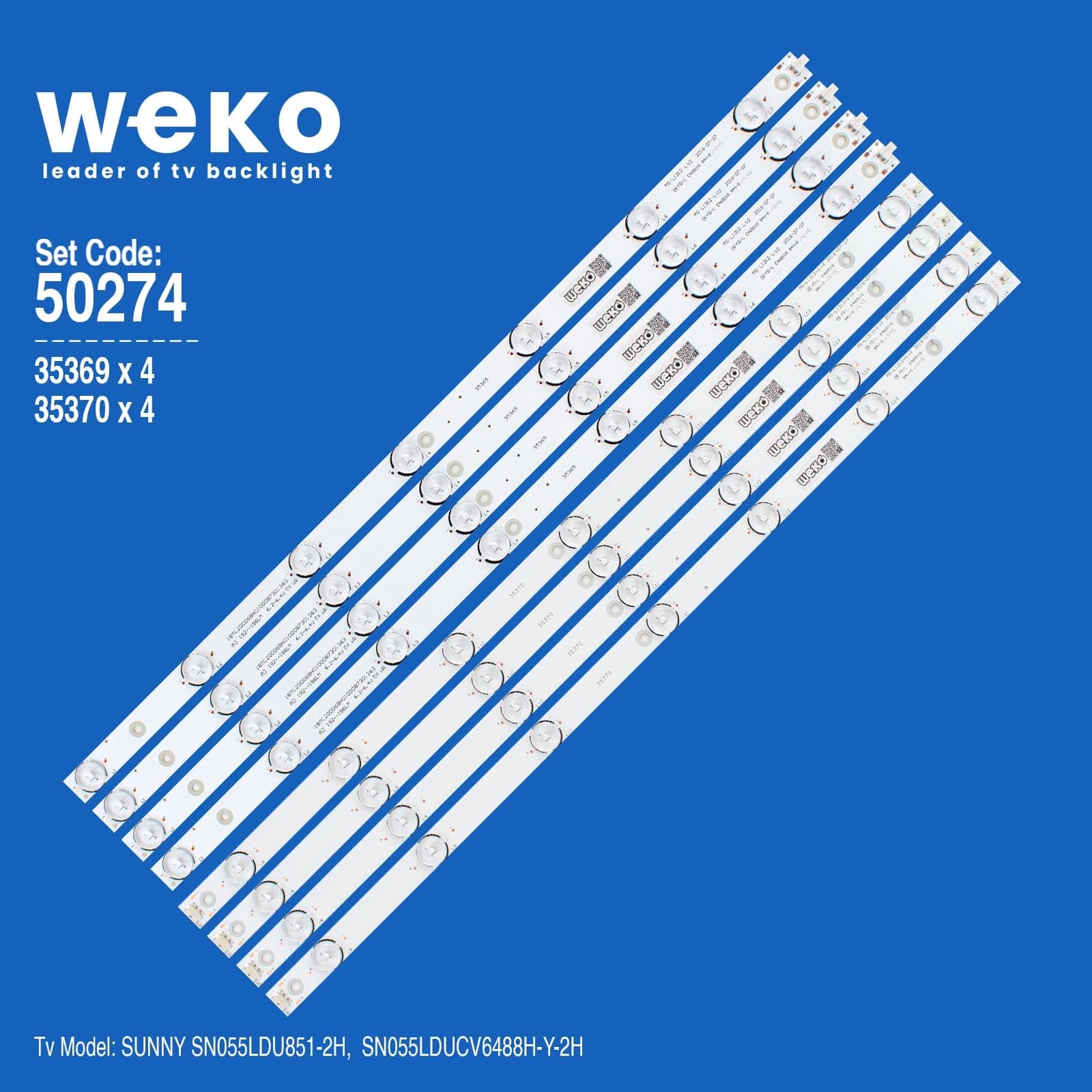 Sunny SN055LDUCV6488H-Y-2H 55'' inç 8 Adet Tv Led Bar - Seyyar Elektronik