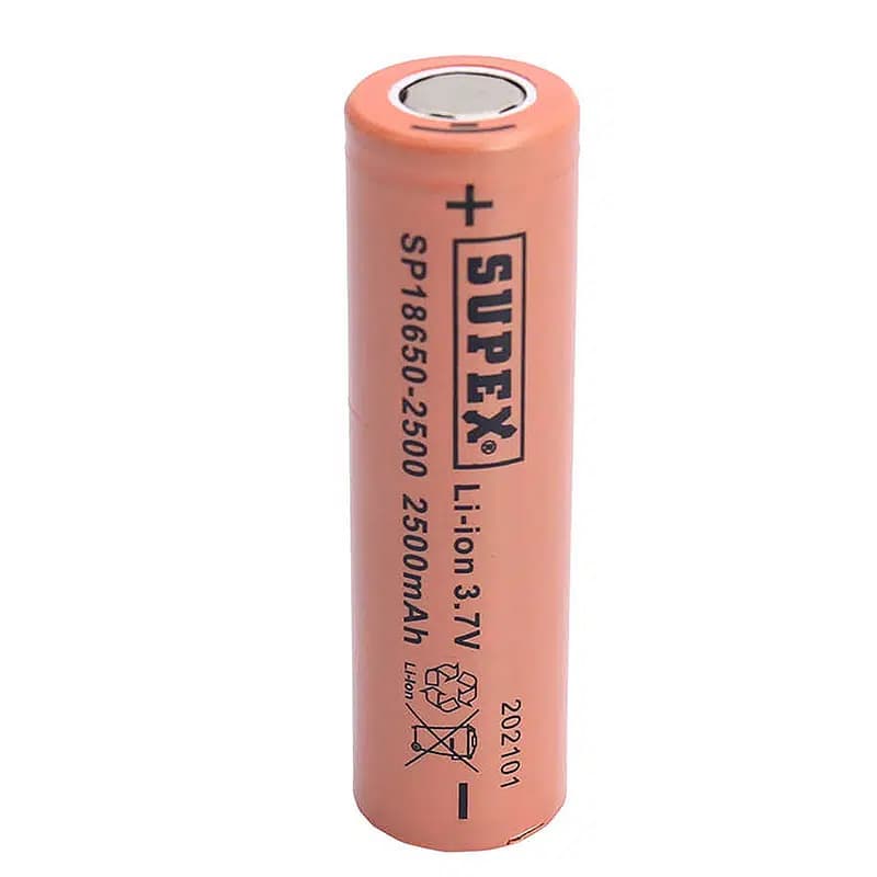 Supex 18650-2500 3.7v 2500 Mah Düz Kafa Li-Ion Pil - Seyyar Elektronik