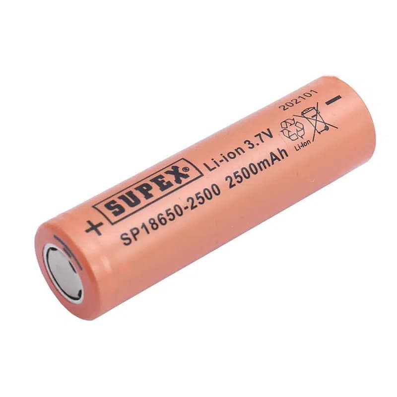 Supex 18650-2500 3.7v 2500 Mah Düz Kafa Li-Ion Pil - küçük görsel 2