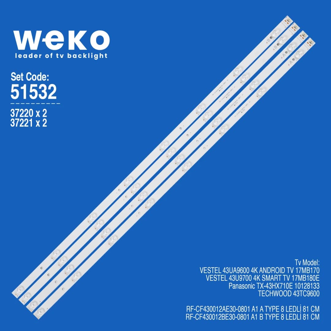 Techwood 43TC9600 43'' 4 Adet Tv Led Bar - Seyyar Elektronik