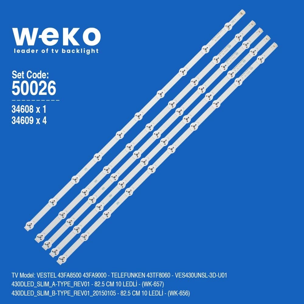 Telefunken 43TF8060 43'' inç 5 Adet Tv Led Bar - Seyyar Elektronik