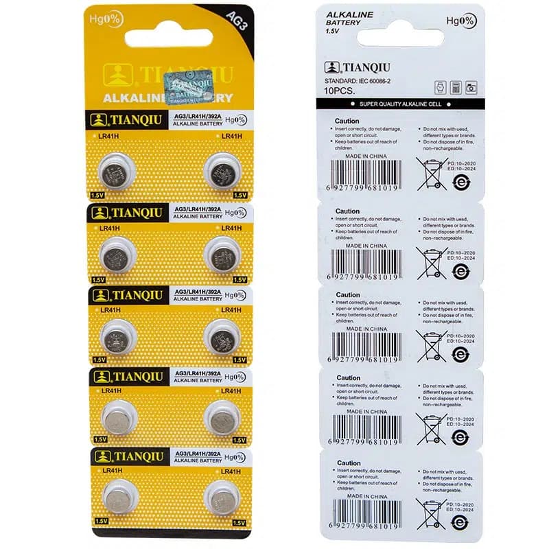 Tianqiu AG3 LR41 Alkalin Saat Pili 10'lu Paket - küçük görsel 2