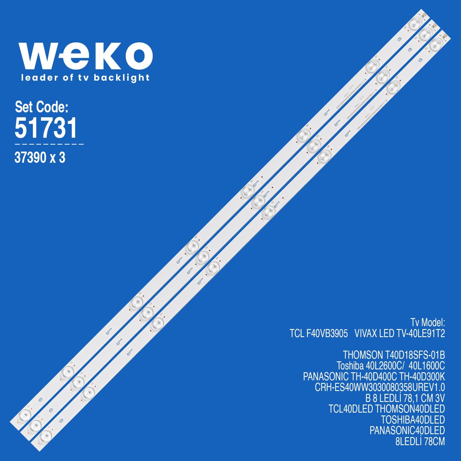 Toshiba 40L2600C 40'' 3 Adet Tv Led Bar - Seyyar Elektronik