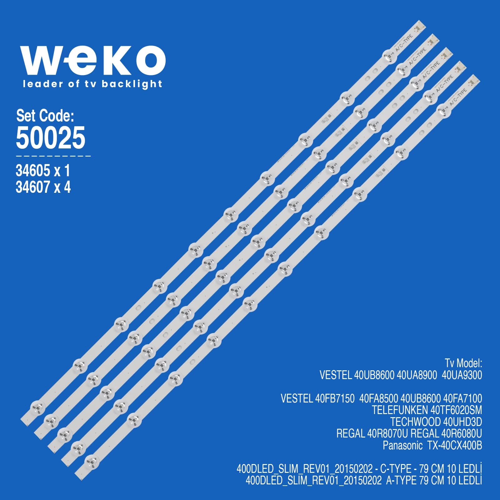 Vestel 40UA9300 40'' inç 5 Adet Tv Led Bar - Seyyar Elektronik